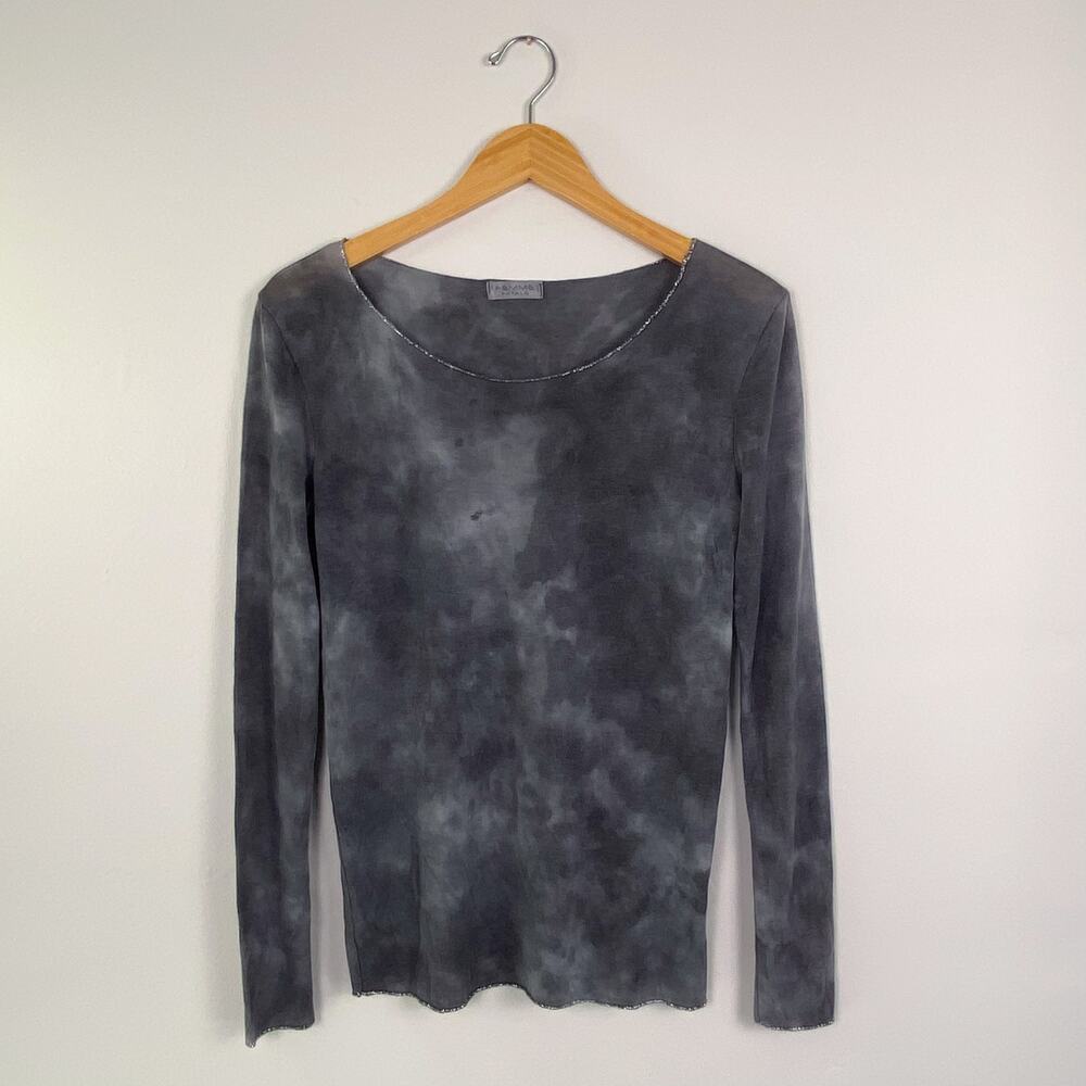 Femme Fatale Tie Dye Metallic Trim Long Sleeve Shirt Small